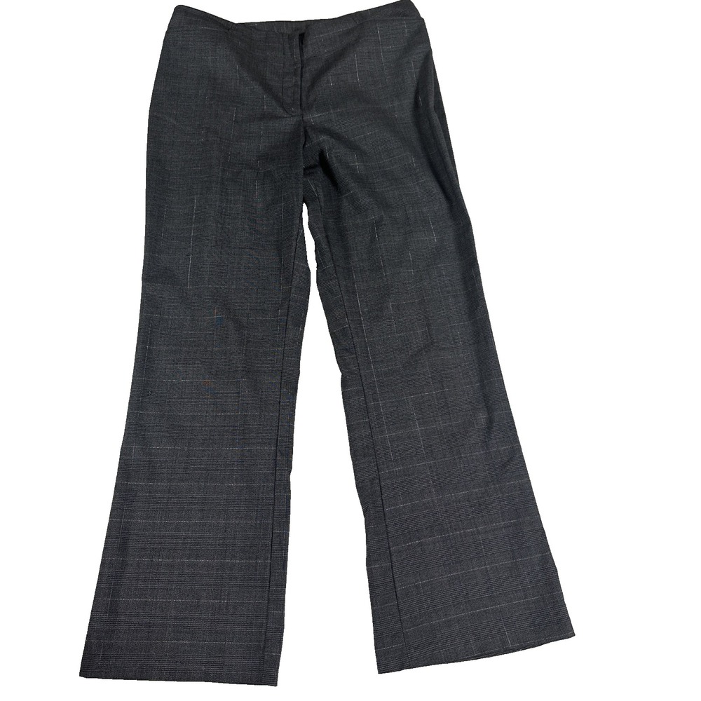 Y2K Office Siren Glen Plaid Wide Leg Career Trouser Pants Metallic Sz 14 Stretch